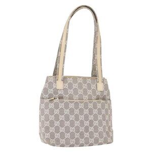 GUCCI GG Canvas Tote Bag Gray 002 1075 Auth 148402